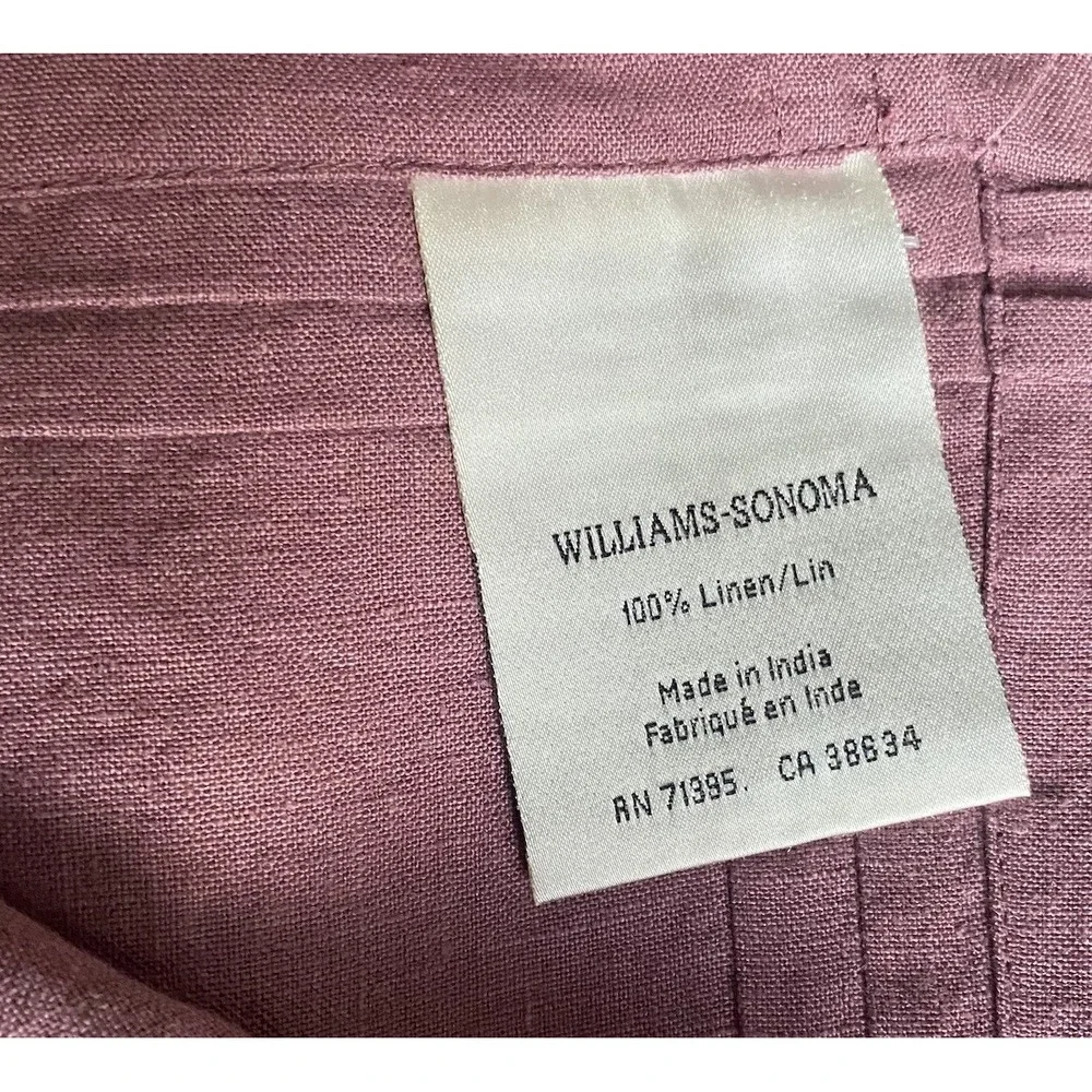 Williams Sonoma Linen Napkins Set of 4 Pleated‎ Edge Dusty Rose Mauve 20x20 NWT